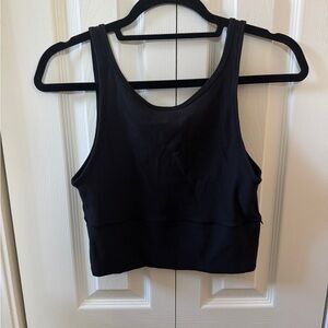 Black Lululemon Ribbed Cropped Tank Top